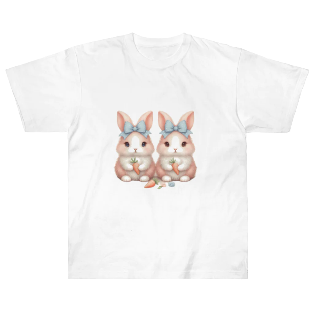 lamkksのふわふわかわいいうさぎの双子 Heavyweight T-Shirt