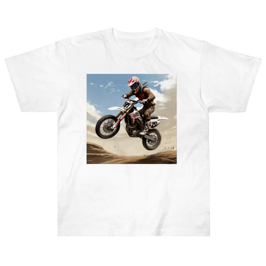 Bikers' Galleryのモトクロス ジャンプシーン アート オフロード バイク ヘビーウェイトTシャツ