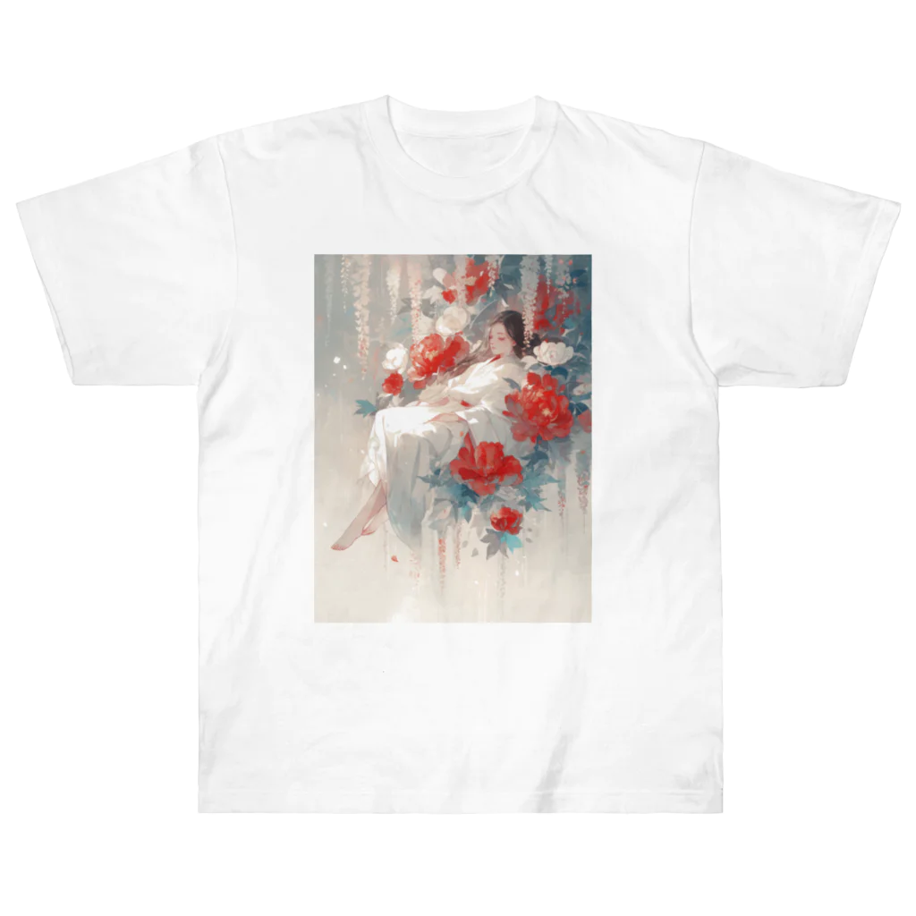 AQUAMETAVERSEの花の空間の中の美女　なでしこ1478 ヘビーウェイトTシャツ