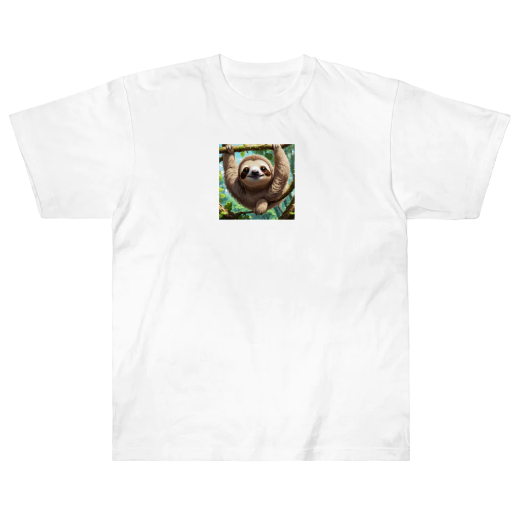 Kikimimiネコのもふもふナマケモノ ヘビーウェイトTシャツ