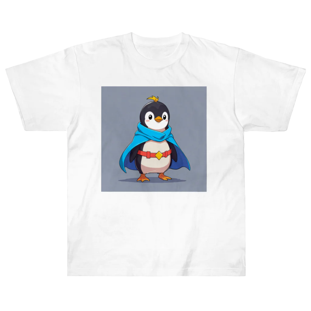 ganeshaのスーパーヒーローのマントを着たかわいいペンギン ヘビーウェイトTシャツ