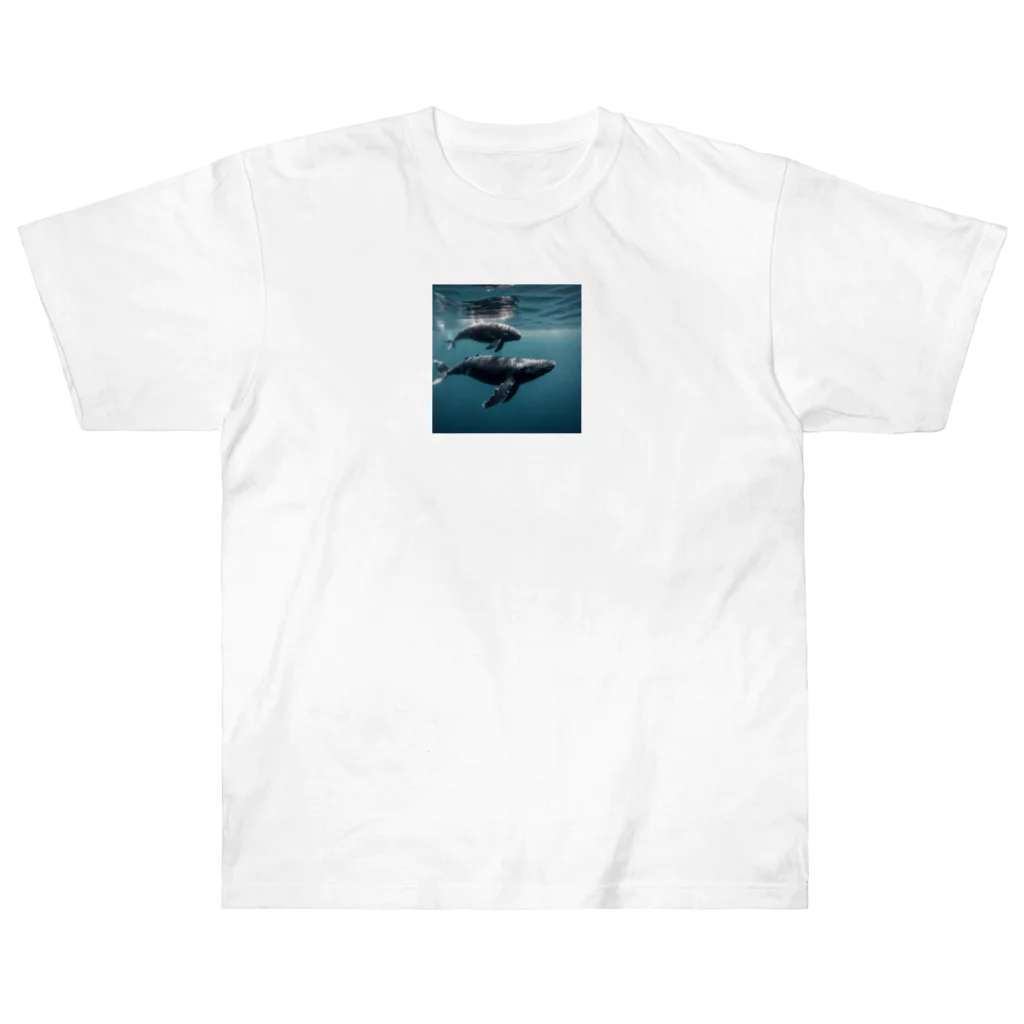 tozaki5573のクジラの親子 Heavyweight T-Shirt