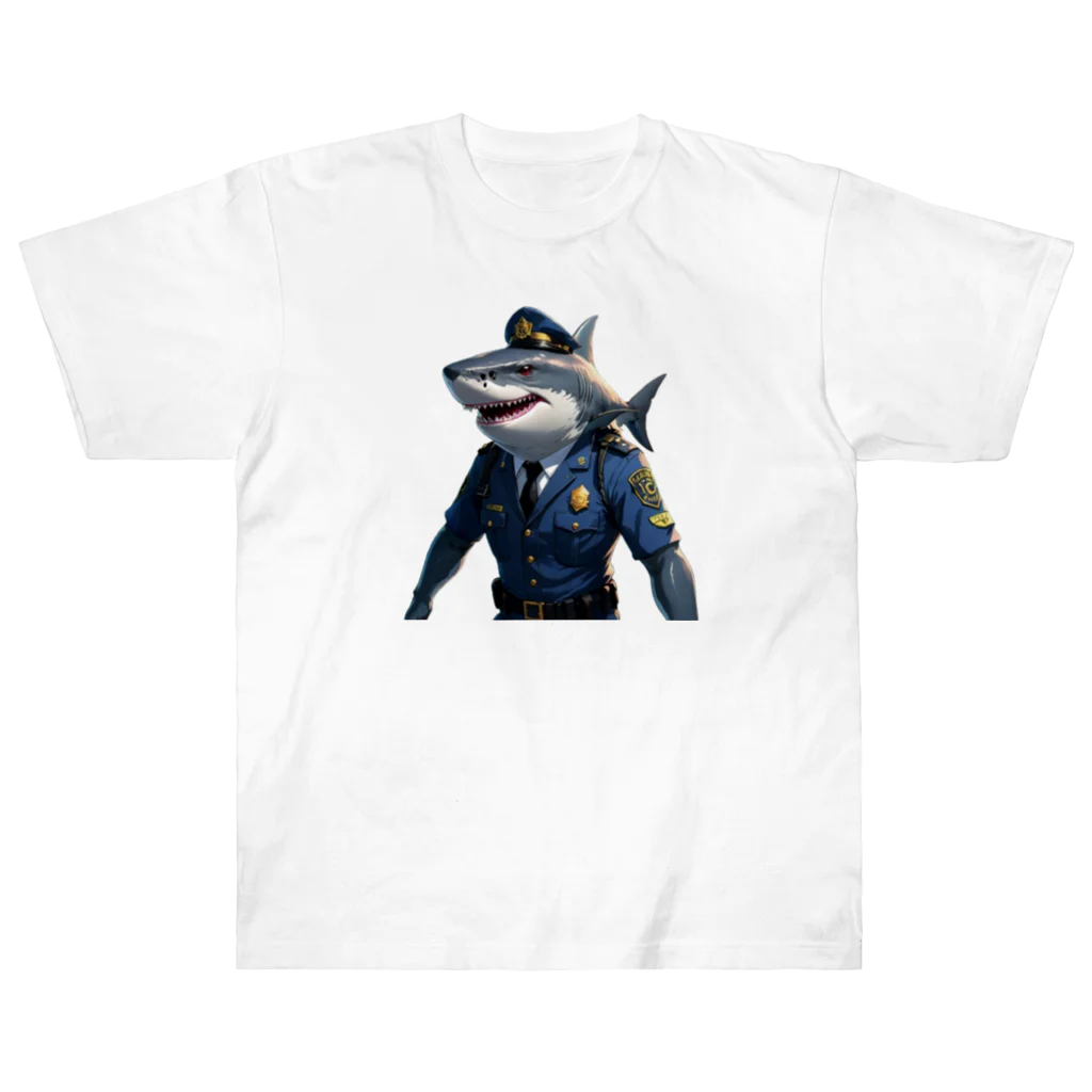 れいの海の守護者：クールな警察鮫 ヘビーウェイトTシャツ