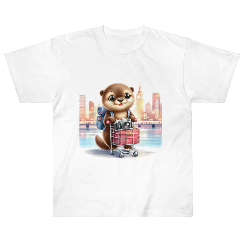 旅する動物たちの世界を旅するカワウソくん Heavyweight T-Shirt