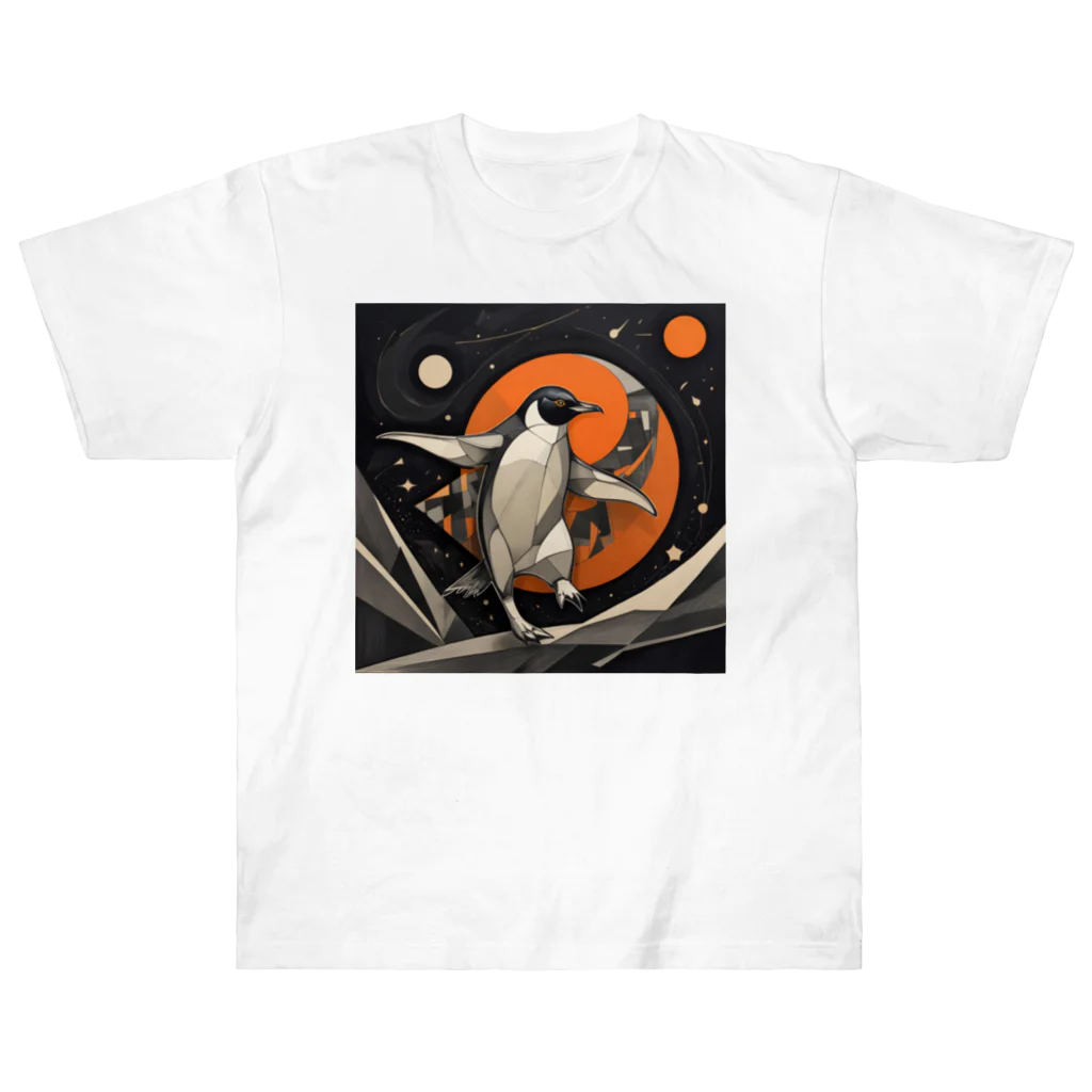 AI Fantasy Art Shopのmoonlit penguin③ Heavyweight T-Shirt