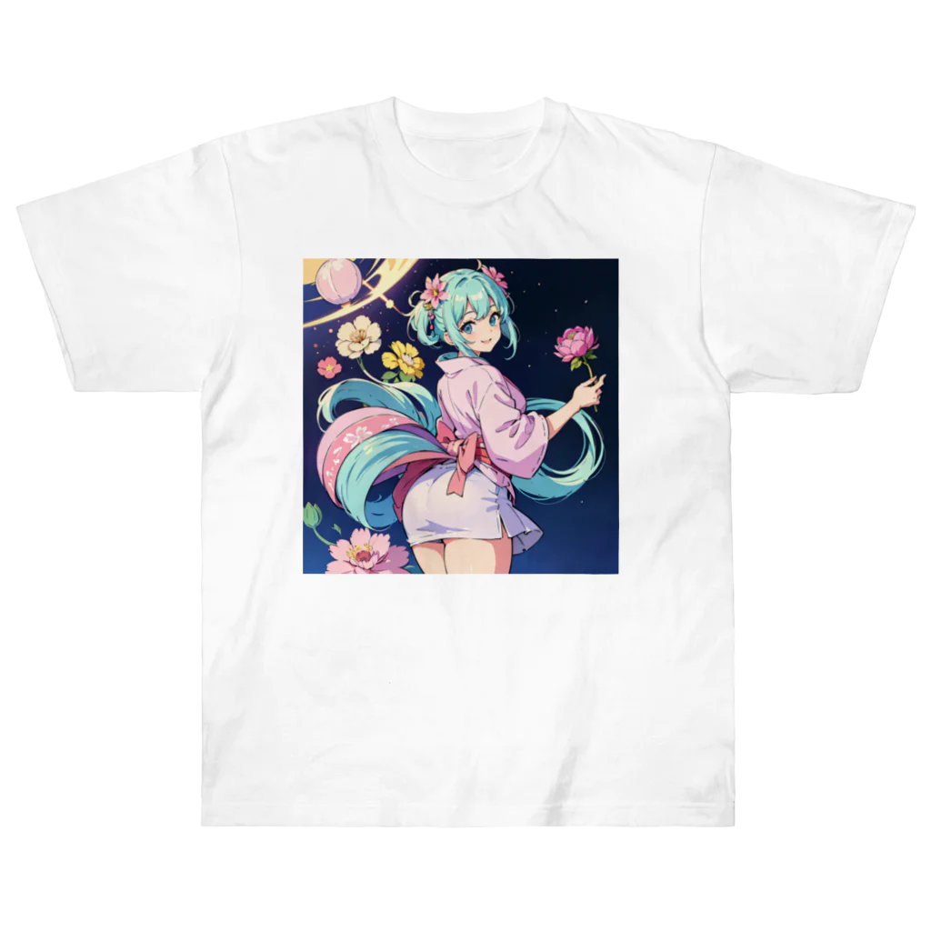 yozoraniyumeoの魔法浴衣少女 ヘビーウェイトTシャツ