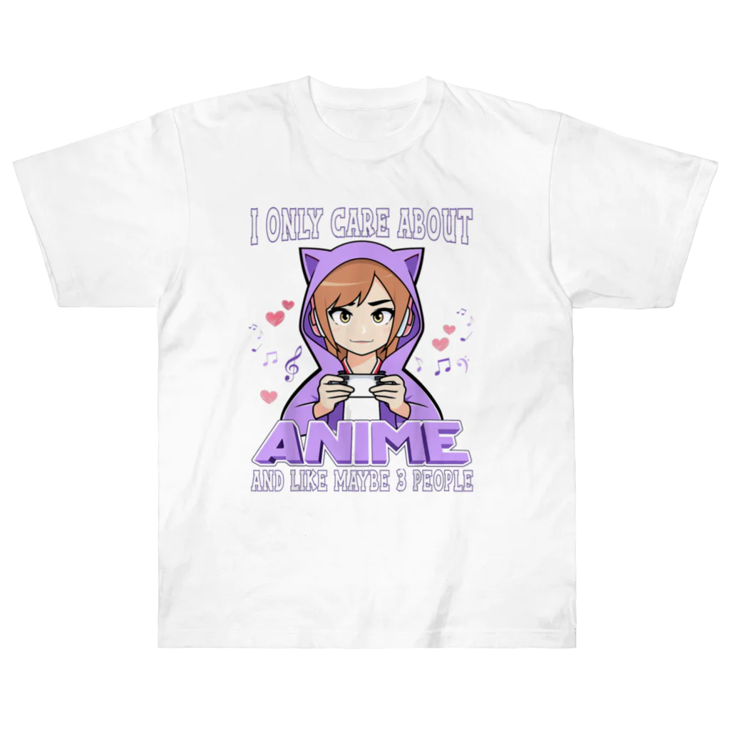 World_Teesのアニメガール - アニメと多分3人くらいしか興味がない ヘビーウェイトTシャツ