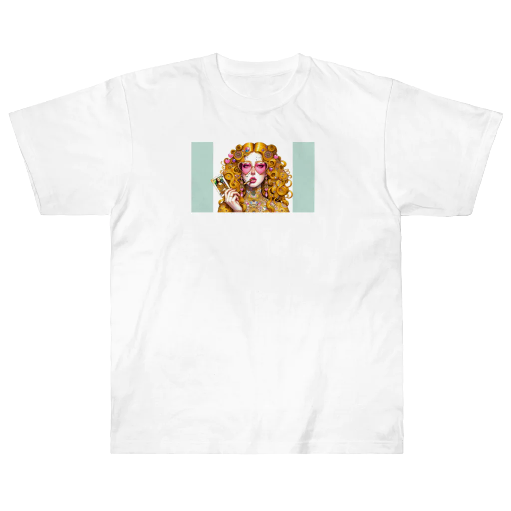 RoseTarot888ShopのGorgeous Gold Girl ヘビーウェイトTシャツ