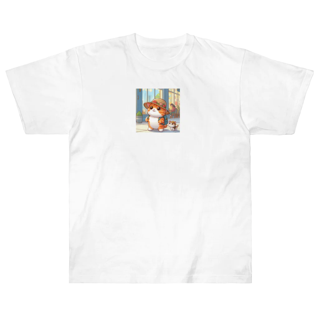 アミュペンのふわふわのネコがお買い物中！ Heavyweight T-Shirt