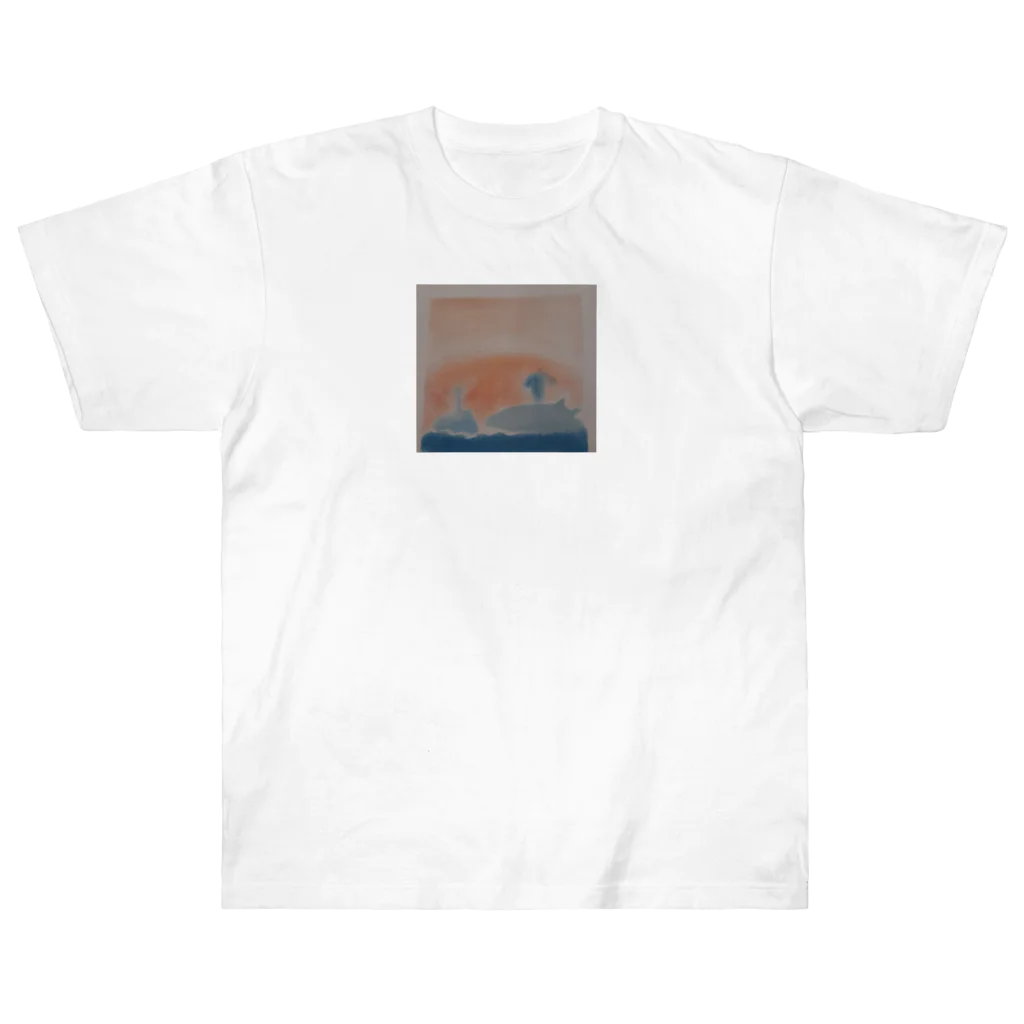 わくわく海の雑貨屋のやさしいクジラの親子 Heavyweight T-Shirt