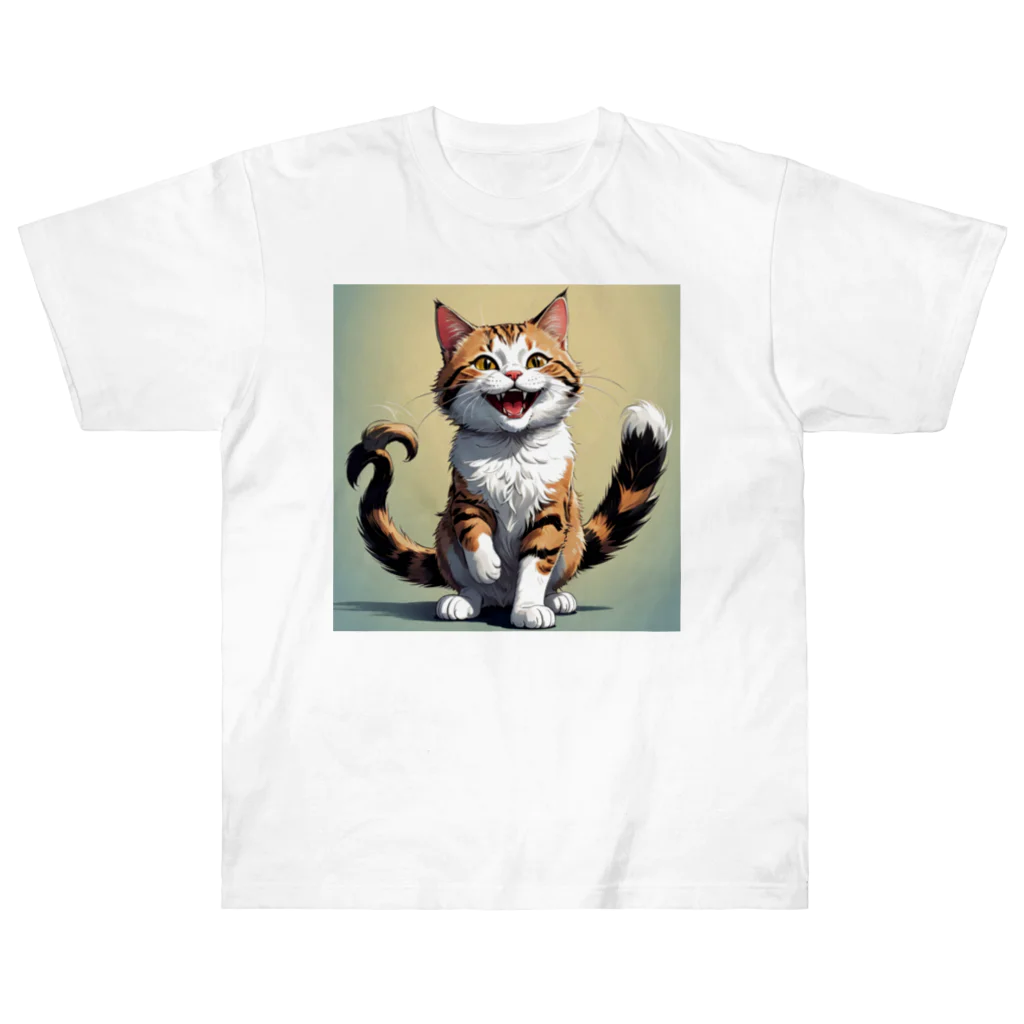 manaco-のふたまた猫ちゃん ヘビーウェイトTシャツ