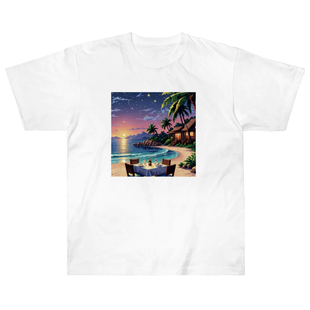 Paradise ExploreのMoonlit Palm Haven ヘビーウェイトTシャツ