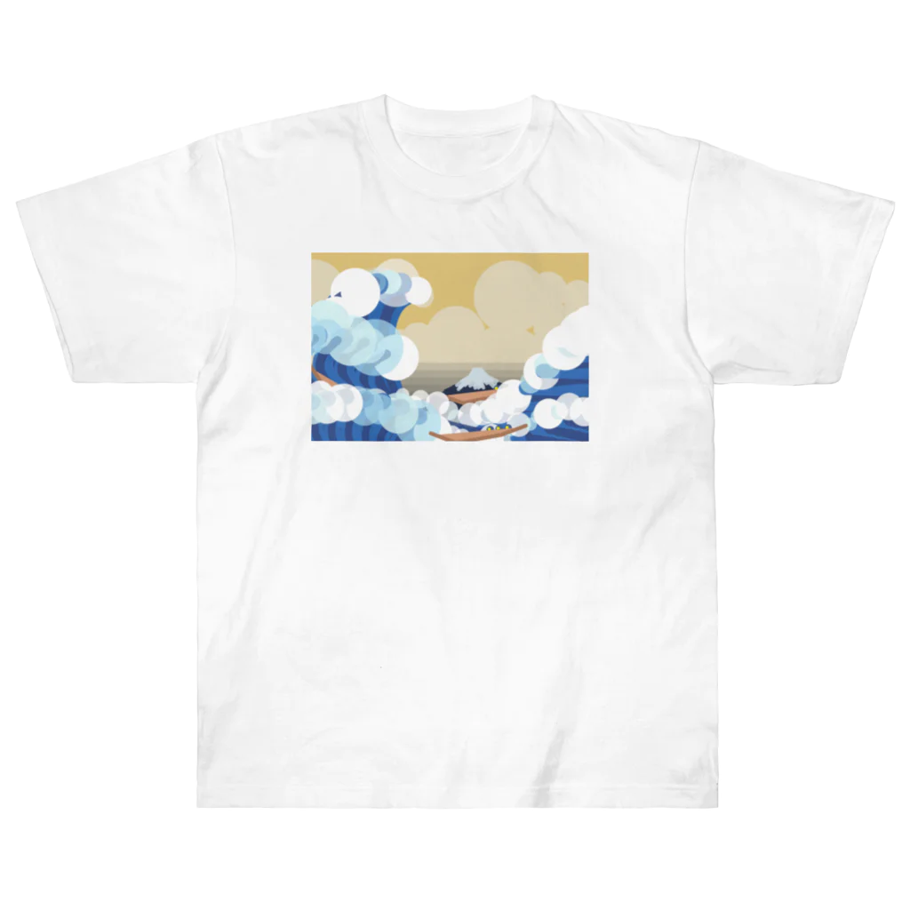 Apples_Orangesの富嶽三十六景 神奈川沖浪裏-Remix Heavyweight T-Shirt