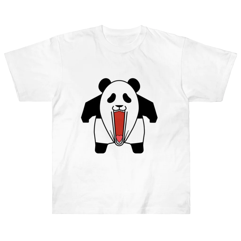まがおのパンダの咆哮 ヘビーウェイトTシャツ