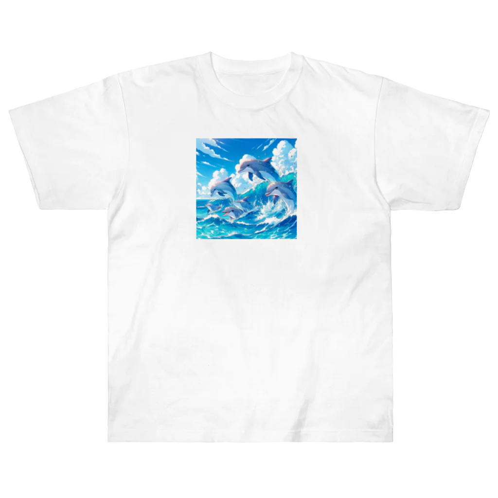 snow-birdの海で遊ぶイルカたちの楽しい風景 Heavyweight T-Shirt