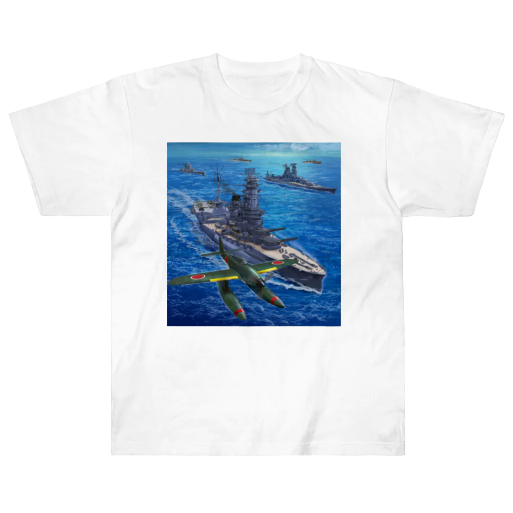 freehandの航空戦艦「伊勢」と水上機「晴嵐」 ヘビーウェイトTシャツ