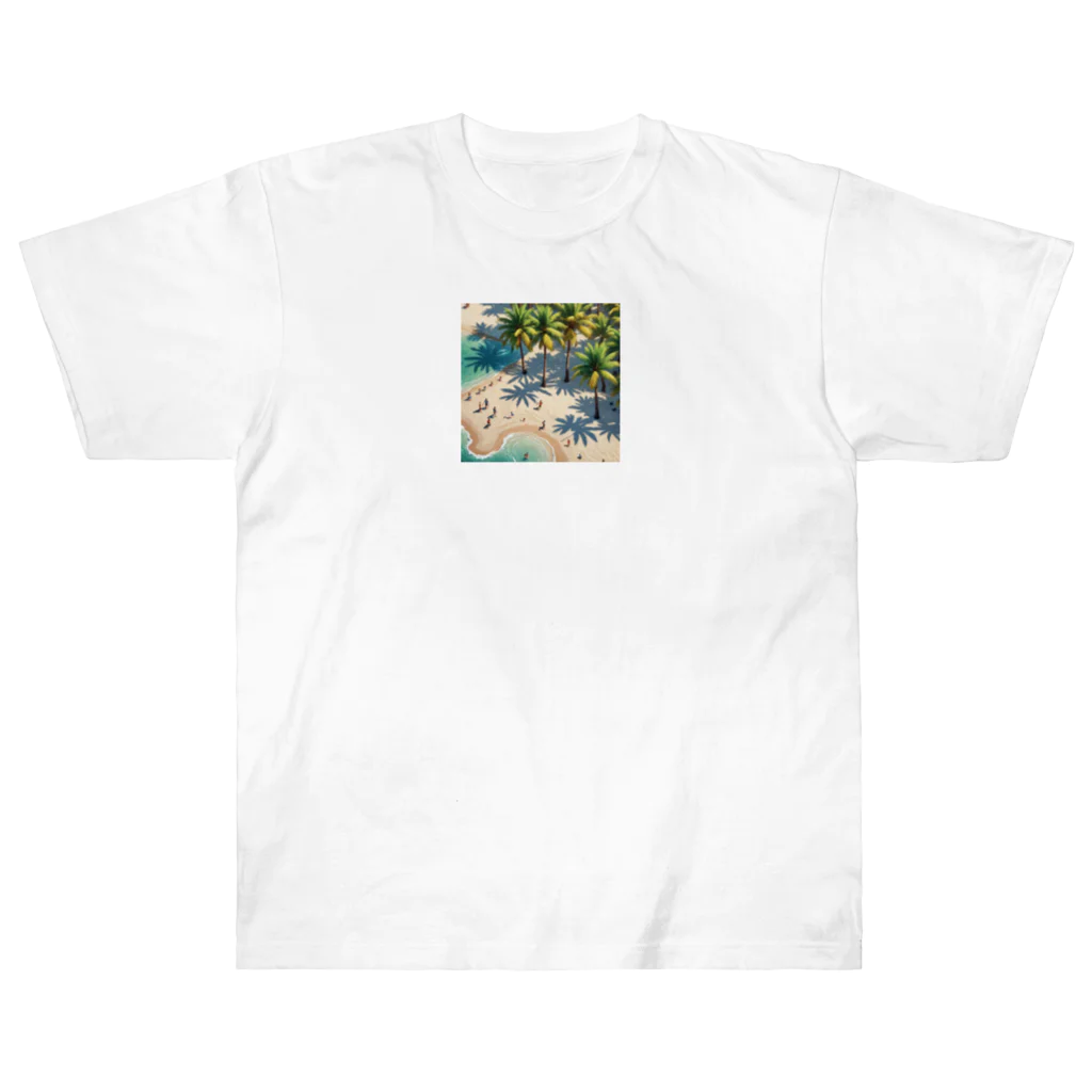 hitayakiのパームツリー沿い　ビーチ ヘビーウェイトTシャツ
