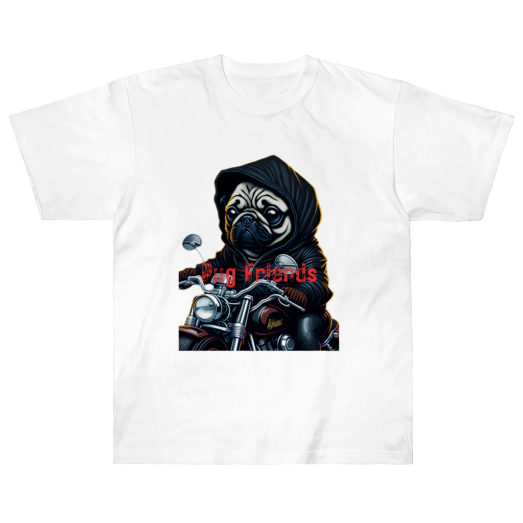 Pug Friendsのハーレー　PUGdogs Heavyweight T-Shirt