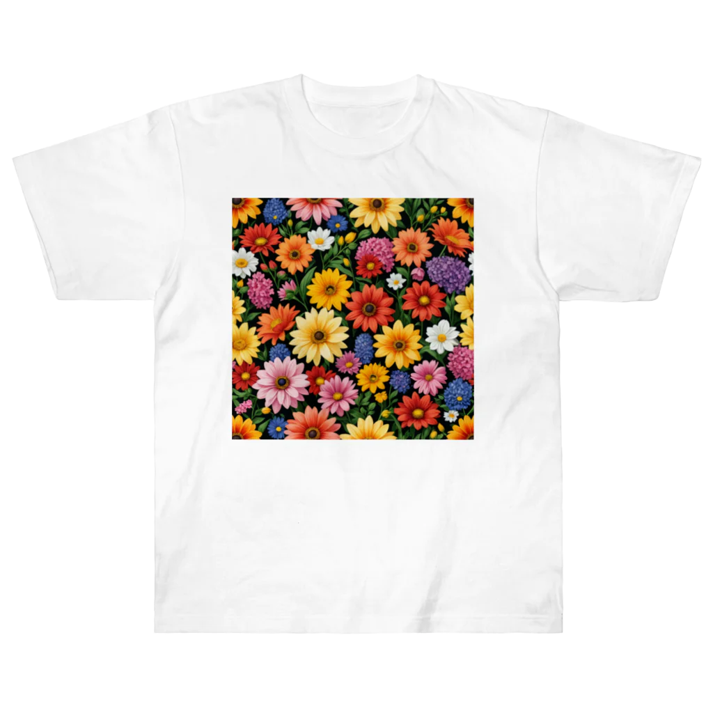 どさんこびより日和のいちめんの花々 ヘビーウェイトTシャツ