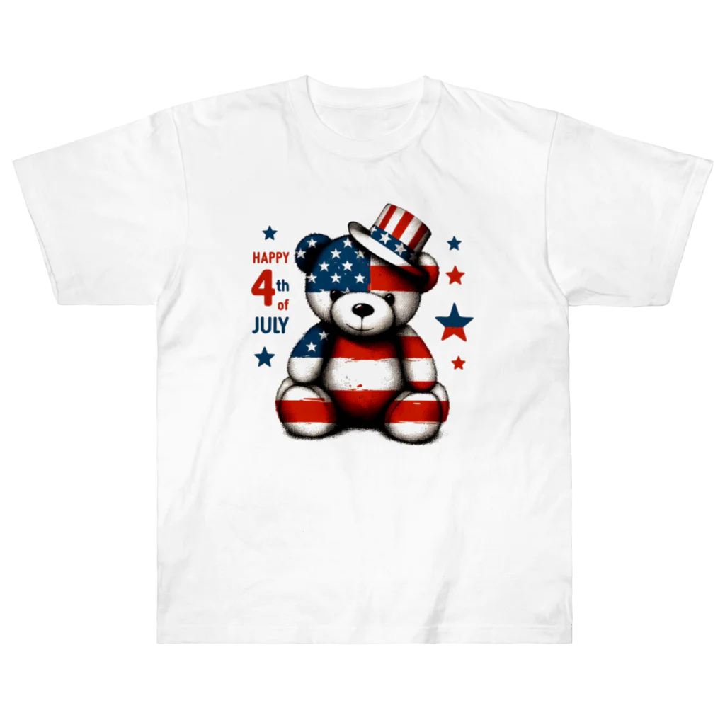 HappyFaceMarketのアメリカ独立記念日テディベア Happy 4th of July Heavyweight T-Shirt