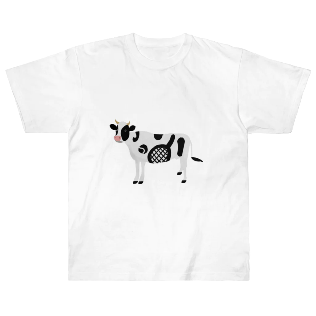 柴犬とテニスのテニス柄のうし Heavyweight T-Shirt