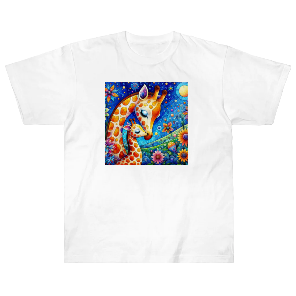 momoart8888の星空散歩🦒💫 ヘビーウェイトTシャツ