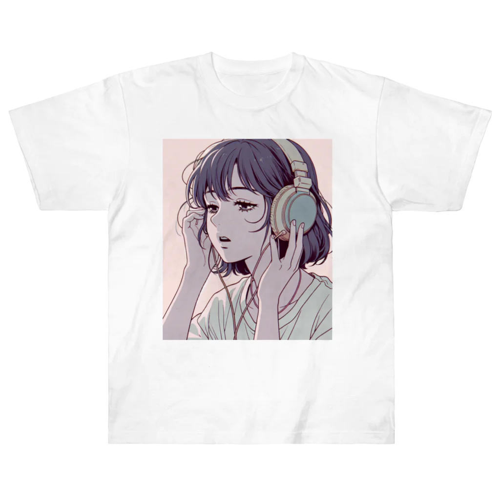 lamlamのヘッドフォンをしている女の子 Heavyweight T-Shirt