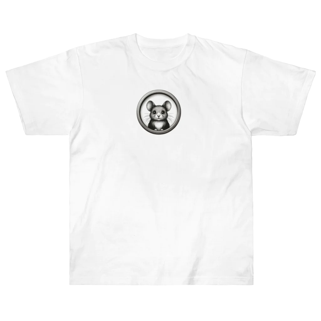 ちもちもの窓から覗くネズミちゃん Heavyweight T-Shirt