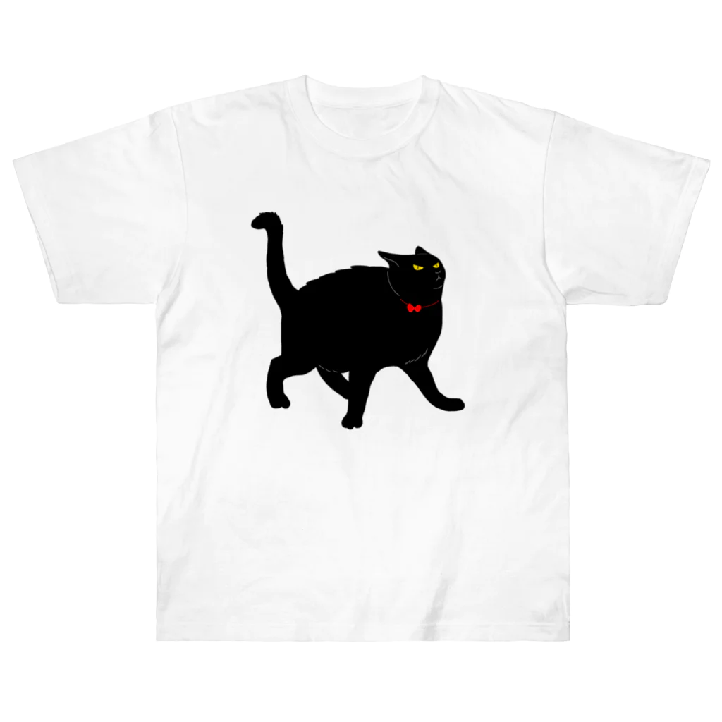 小鳥と映画館の驚いちゃった黒猫 Heavyweight T-Shirt