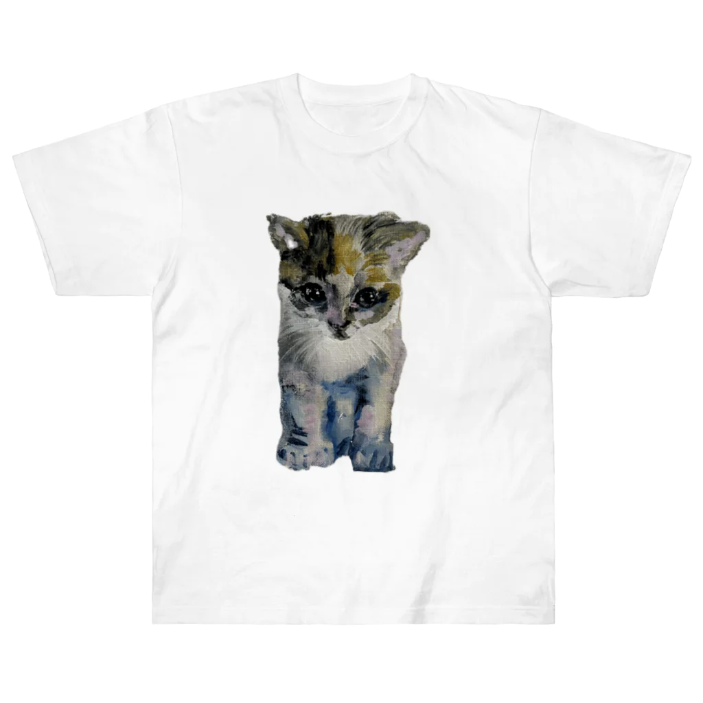 青い猫の真白 Heavyweight T-Shirt