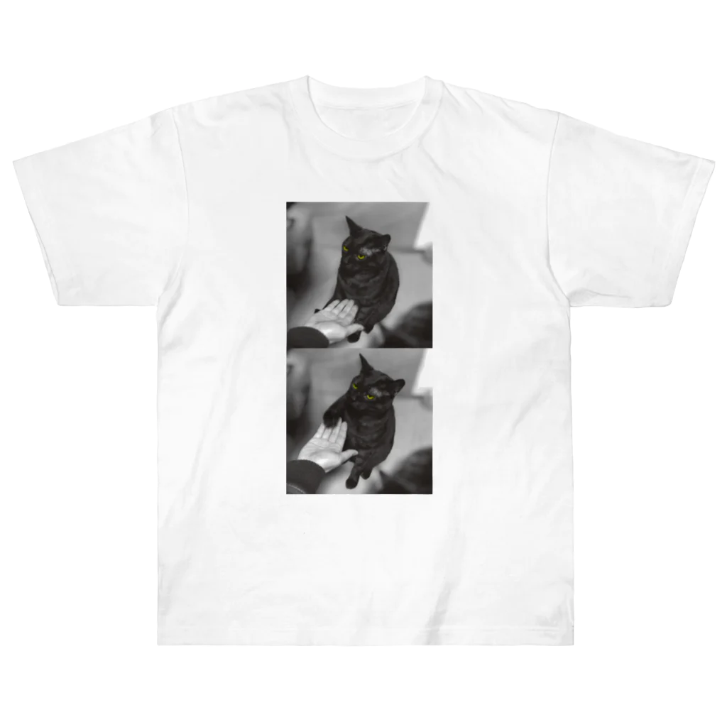 猫背屋のお手をする猫（タテ） Heavyweight T-Shirt