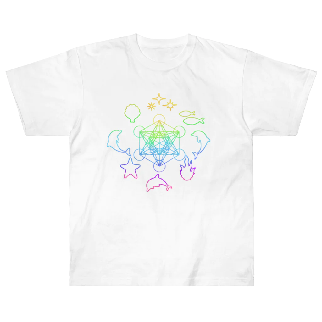 Metatron’s Cube Cosmosのメタトロンキューブと海の生き物たち Heavyweight T-Shirt