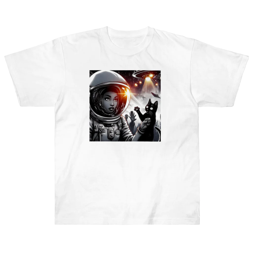 frogsystemの猫型宇宙人との遭遇 ヘビーウェイトTシャツ