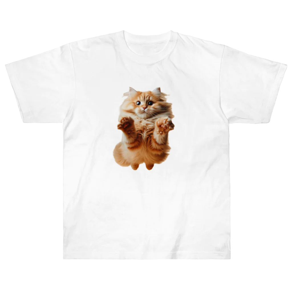 hikotakuの飛行猫 ヘビーウェイトTシャツ