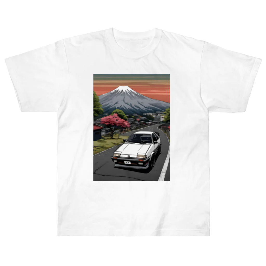 JapanCarStyleの白いスポーツカーと日本の風景2 Heavyweight T-Shirt