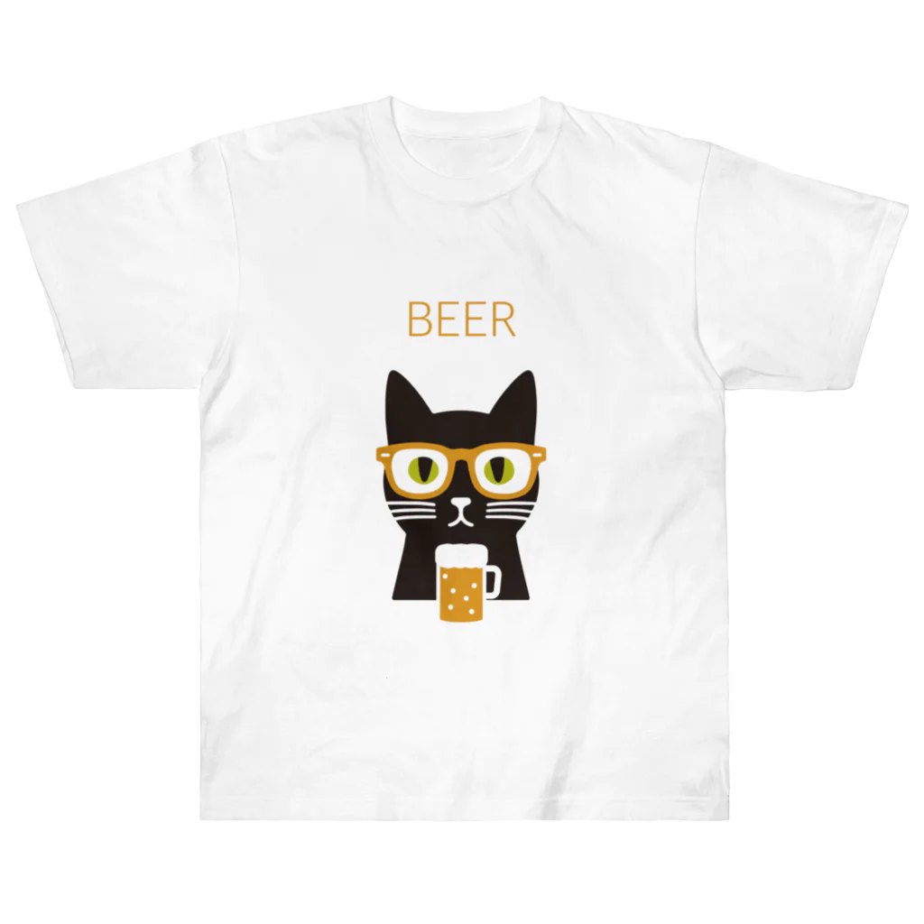 ねこのみのビール ネコ ヘビーウェイトTシャツ