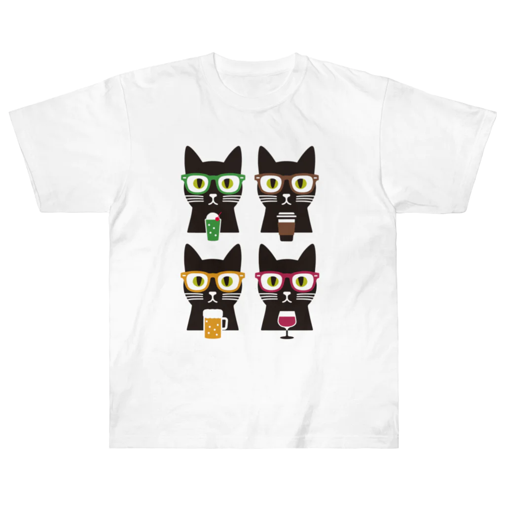 ねこのみの色々飲む ネコ ヘビーウェイトTシャツ