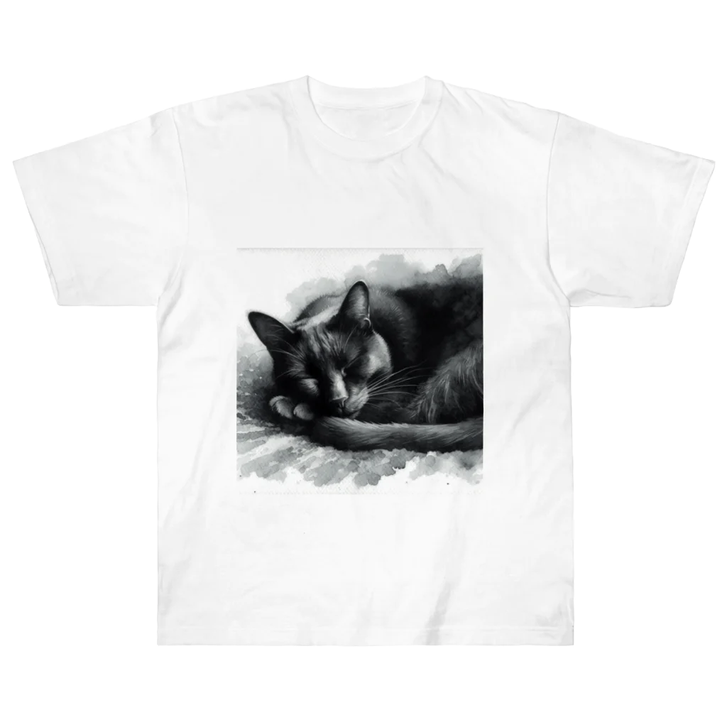 クロネコの猫のお昼寝シリーズ Heavyweight T-Shirt