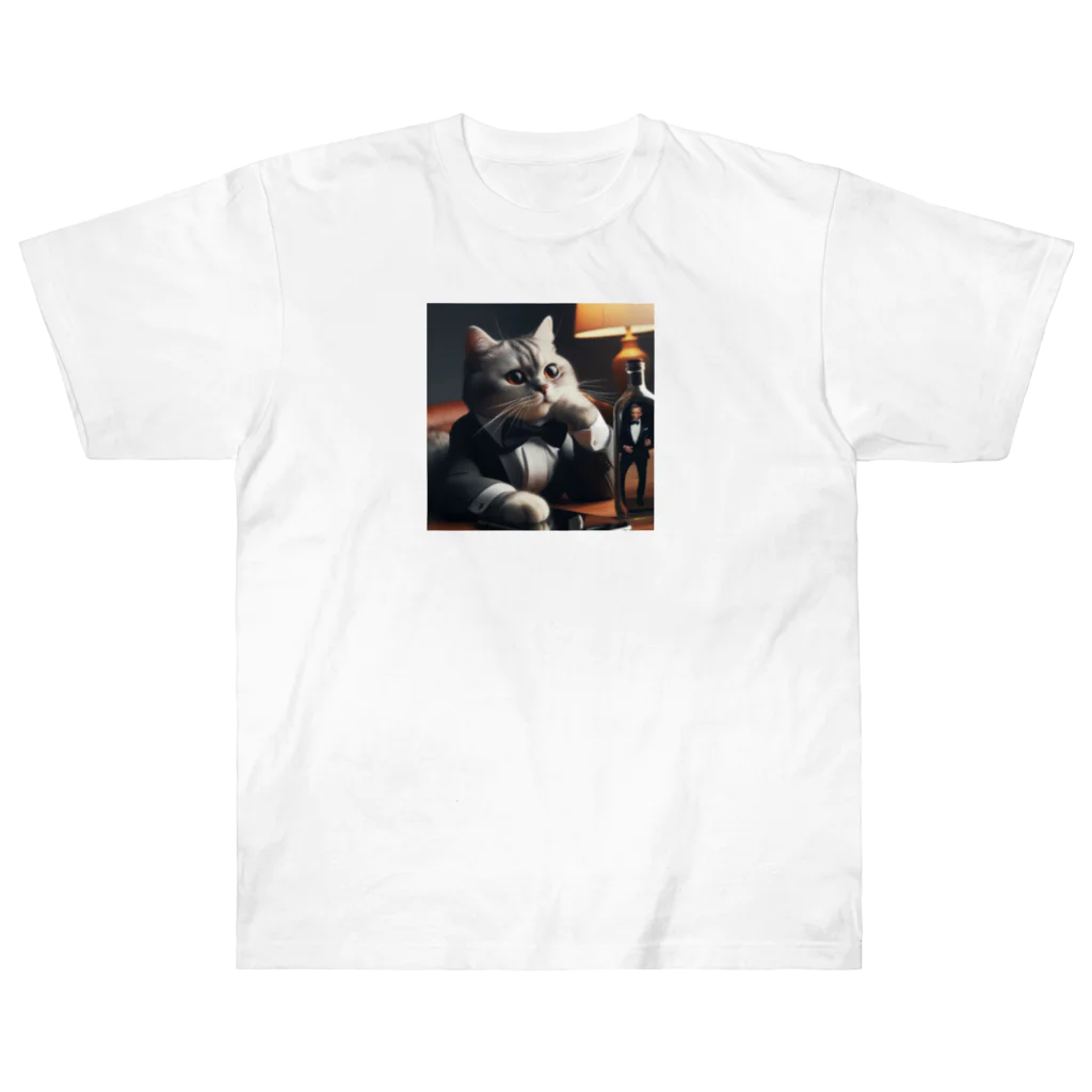 frogsystemのハードボイルドに憧れる猫２ Heavyweight T-Shirt