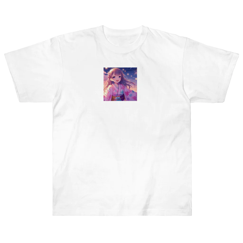 yukatagirlsのお祭りの夜の女の子 Heavyweight T-Shirt