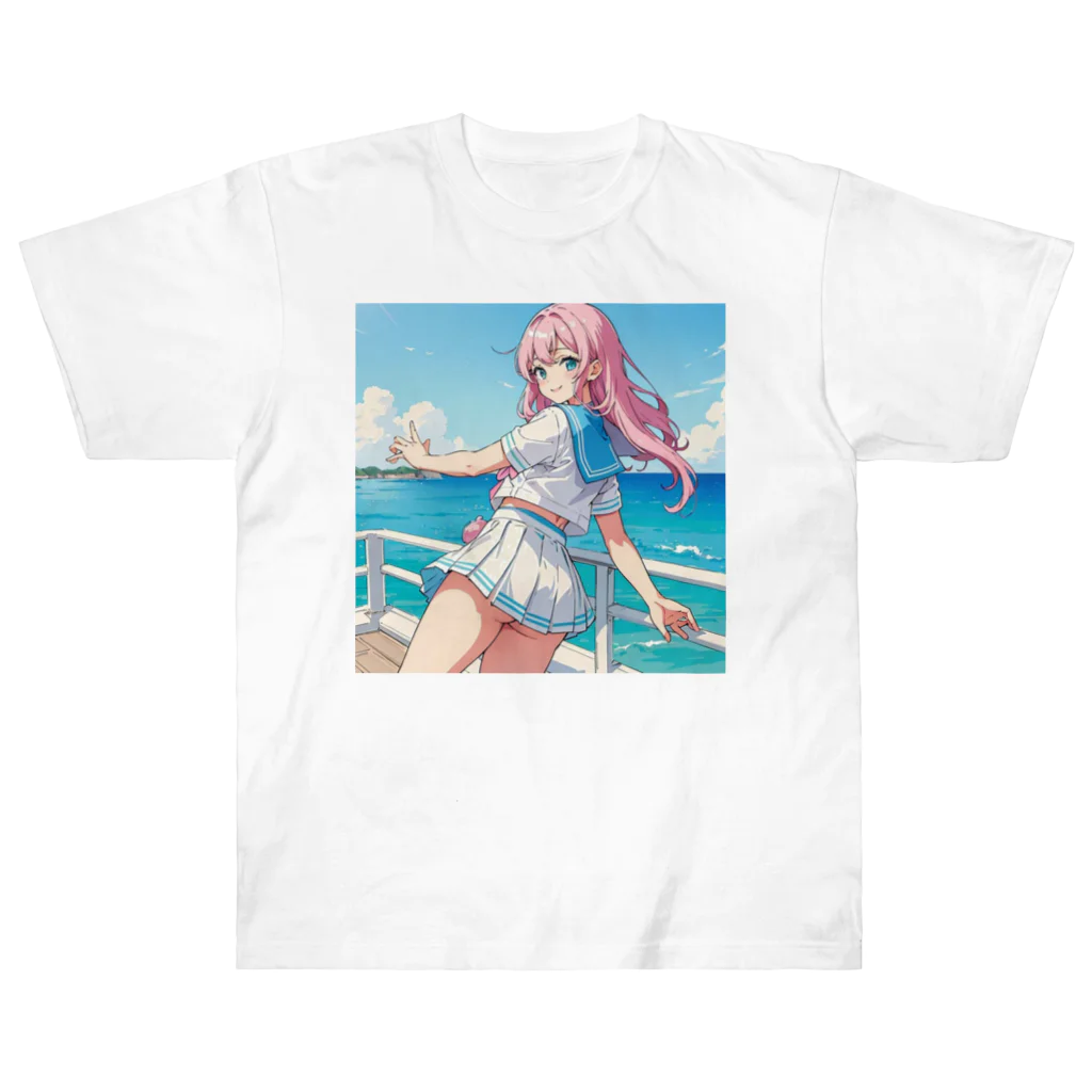 yozoraniyumeoの魔法セーラー少女 ヘビーウェイトTシャツ