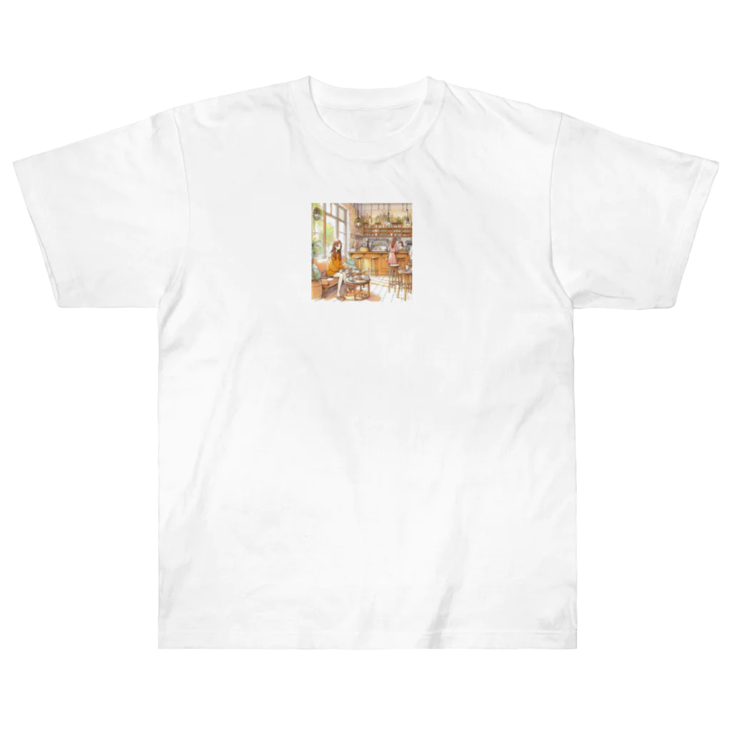 tattat259のカフェでくつろぐ女の子 Heavyweight T-Shirt