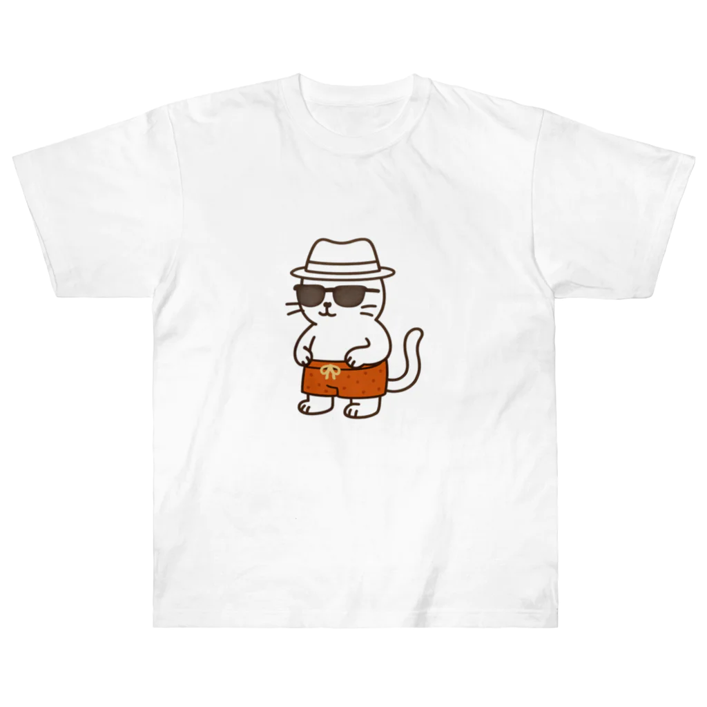 マカロンのサングラスをかけたネコ Heavyweight T-Shirt