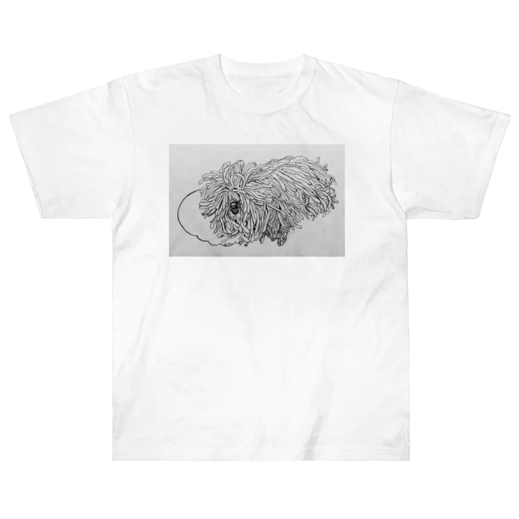 光平洋子のかしこいプーリー犬が転がる。 puli illustration  Heavyweight T-Shirt