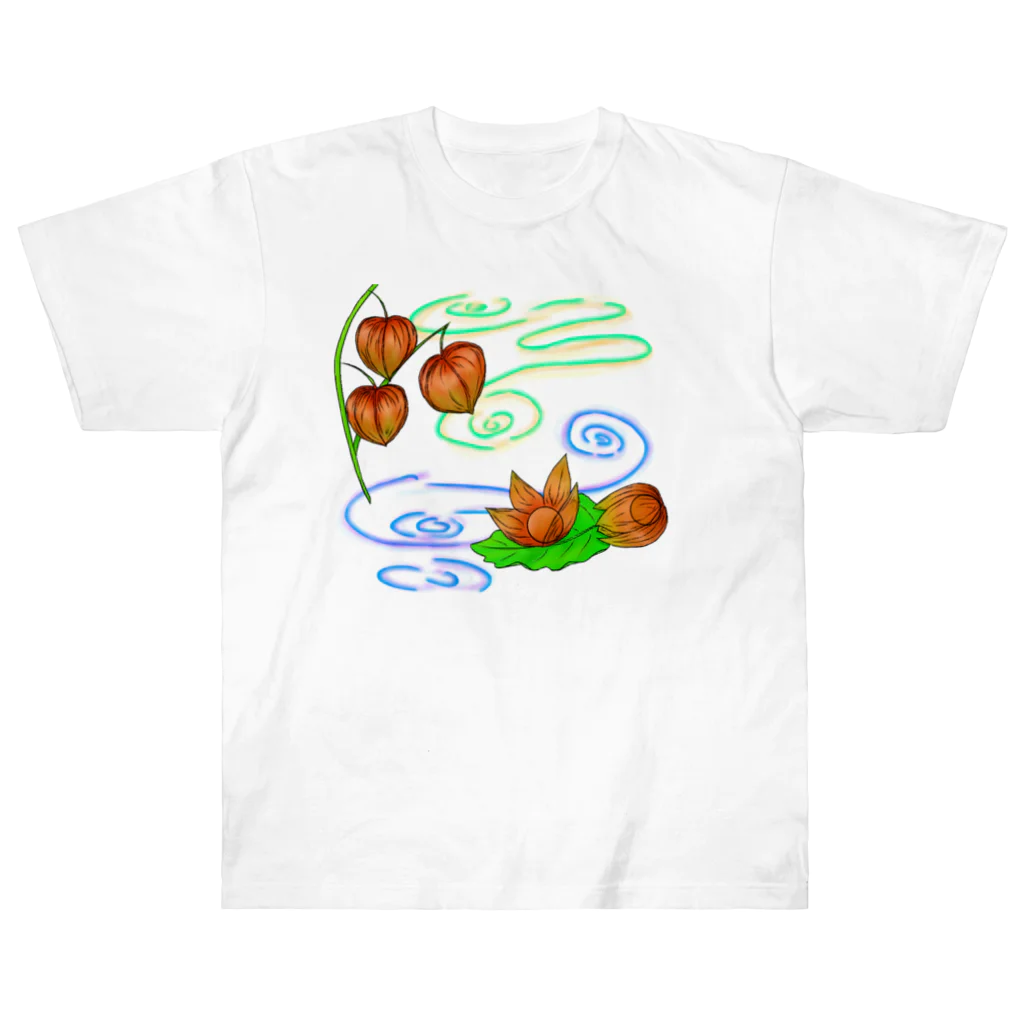 Lily bird（リリーバード）の枝つきホオズキ 水紋（和柄）その2 ヘビーウェイトTシャツ