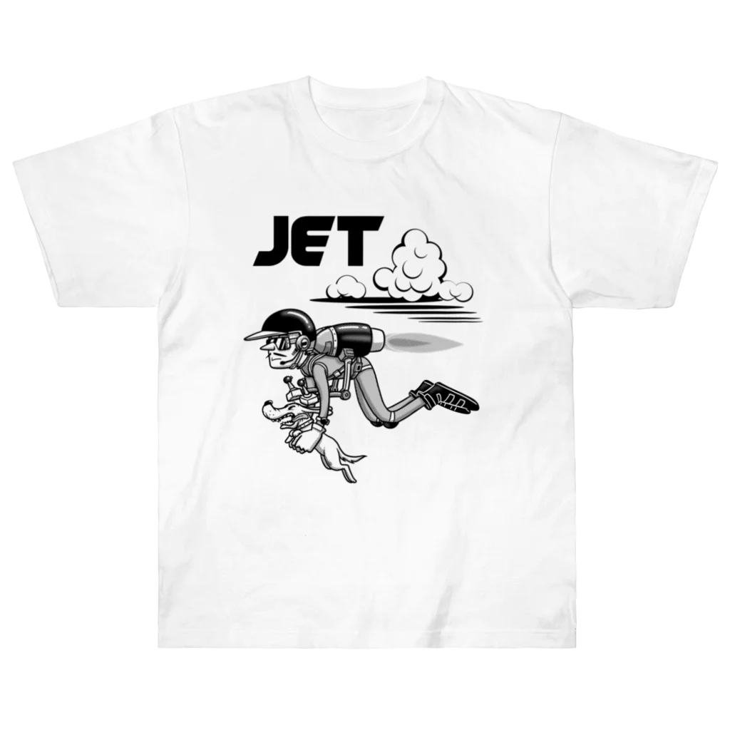 nidan-illustrationのhappy dog -JET- (black ink) ヘビーウェイトTシャツ