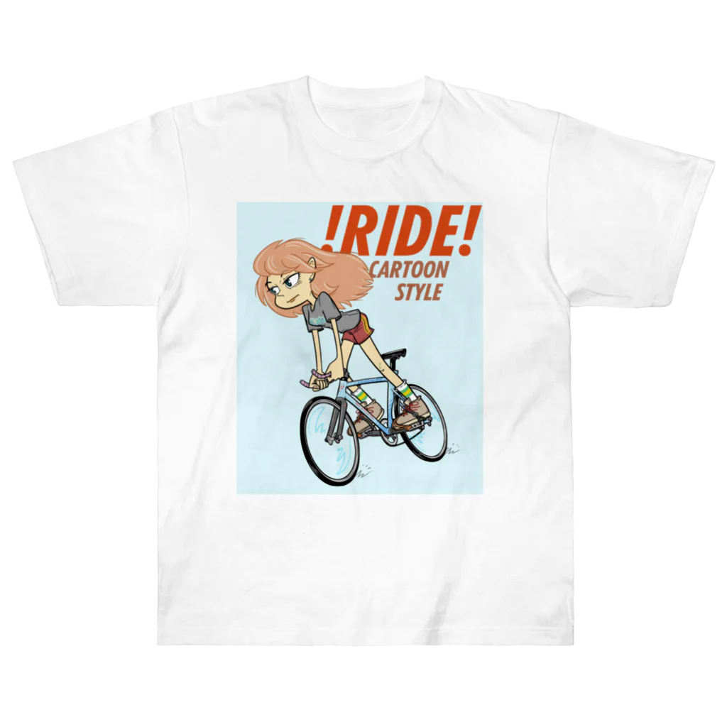 nidan-illustrationの!RIDE! (CARTOON STYLE) ヘビーウェイトTシャツ