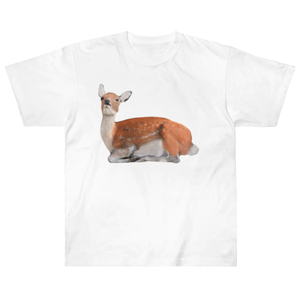 いきもの大好き！ほほえみフレンズのシカの息抜き ヘビーウェイトTシャツ