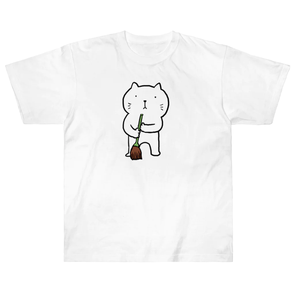 ウチウジンマンダラのねこ管理人掃除中 Heavyweight T-Shirt