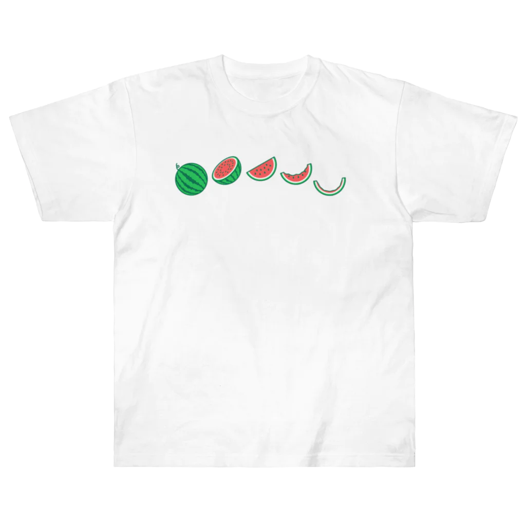 ☀️ひなたぼっくすの🍉スイカの満ち欠け(横) ヘビーウェイトTシャツ